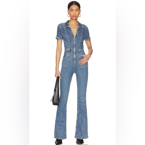 We The Free Jayde Flare Denim Jumpsuit - Picture 1 of 11